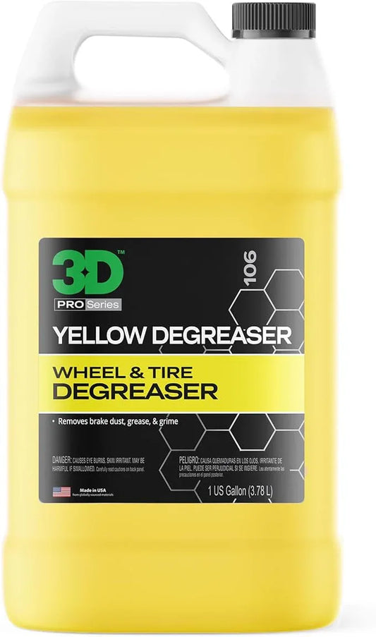 3D Yellow Degreaser – Non-Acid Wheel & Tire Cleaner Spray for Brake Dust, Grime & Tire Dressings – Safe for All Wheels & Whitewalls - 1 Gallon - NeatNest