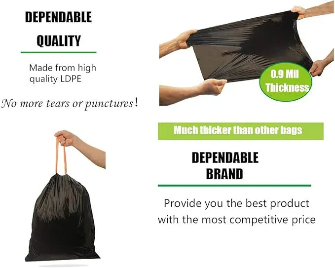 Besli 8 Gallon Black Drawstring Trash Bag Garbage Bag Trash Can Liner,0.9 Mil,90 Counts - NeatNest