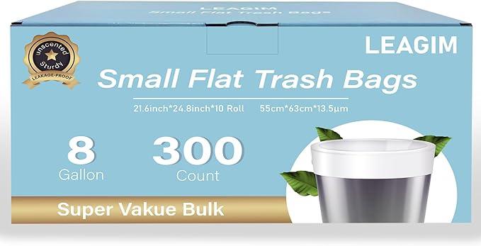 300 Count 8 Gallon Trash Bags, 13 Micron Extra Thick Medium Garbage Bags, 7-9 Gallon Unscented White Wastebasket Can Liners for Bathroom Kitchen Home Office - NeatNest