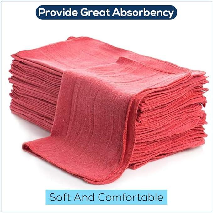 Simpli-Magic Cotton Shop Towels, Commercial Grade, Red, 145 Pack, Size: 14" x 12" - NeatNest
