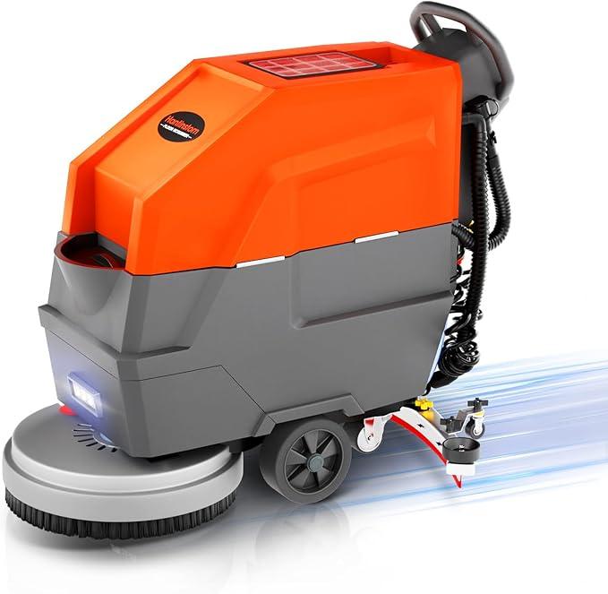 Walk Behind Commercial Floor Scrubber with 20" Ultra-Wide Scrubbing Path,High-pressure Watergun，LED Light，14.5 Gal Large Solution Tank,4 Hours Cordless Working Time,23,700 Sqft/h - NeatNest
