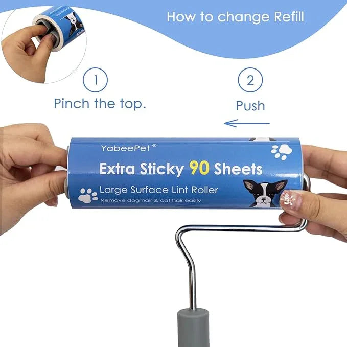 Extra Sticky Large Lint Roller Refills, 6.3'' Giant Lint Roller Refills for Pet Hair, Clothes&Furniture Cleaning, 540 Sheets in Total - NeatNest