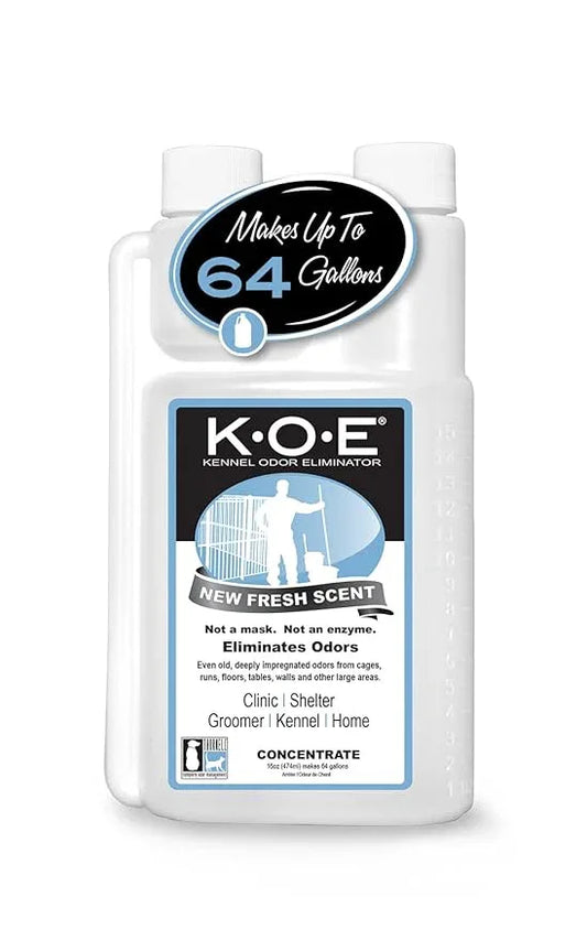 Odorcide K.O.E Kennel Odor Eliminator Concentrate – For Cages, Runs & More – For Home & Kennel w/Safe, Non-Enzymatic Formula (Fresh Scent, 16 oz) - NeatNest