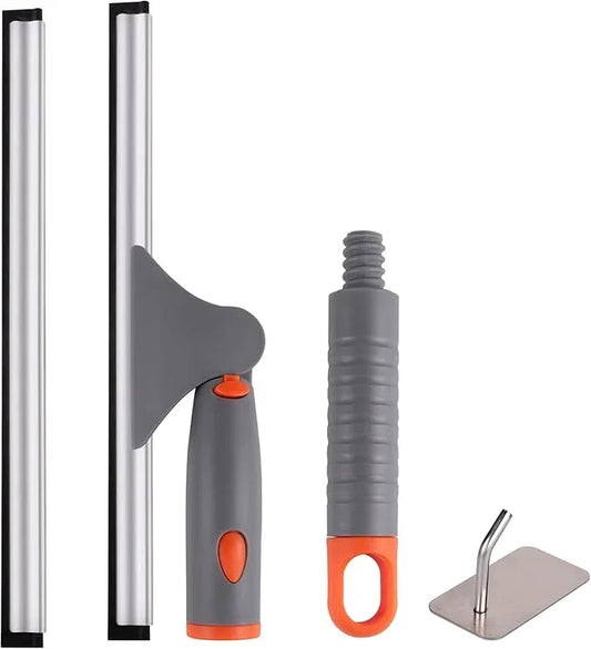 ITTAHO Swivel Shower Squeegee for Glass Doors, All-Purpose Anti-Slip Window Squeegee with 2 Blades, Window Cleaner Tool Bathroom Squeegee for Shower Doors, Tile Shower Walls，Mirrors,Car Windshields - NeatNest
