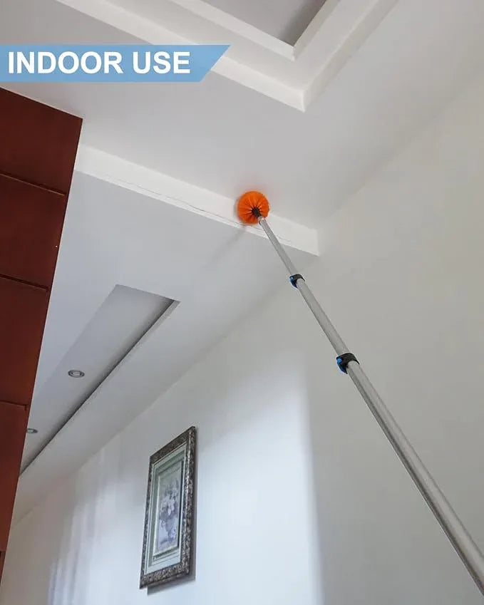 26FT Reach Cobweb Duster, Outdoor Spider Web Cleaner Brush with 5-20FT Telescoping Extension Pole, Aluminium Heavy Duty, Medium Stiff Bristles Spider Web Brush for Outdoor & Indoor Cleaning - NeatNest