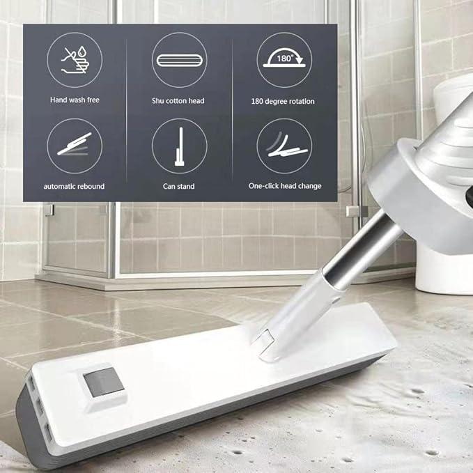 JINYISI Mop, Sponge Mop, Easy Squeeze, Hardwood Floor Cleaning, Mighty Thirsty, White, 31cm x 128cm, Stainless Steel Handle - NeatNest