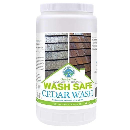 Wash Safe™ CEDAR WASH | Eco-Safe and Organic Wood Cleaner | Clear, Bleach-Free Powder Concentrate | Clean Cedar Shakes, Shingles, Clapboard, Decks, Beams and Wood Surfaces, 3LB. - NeatNest