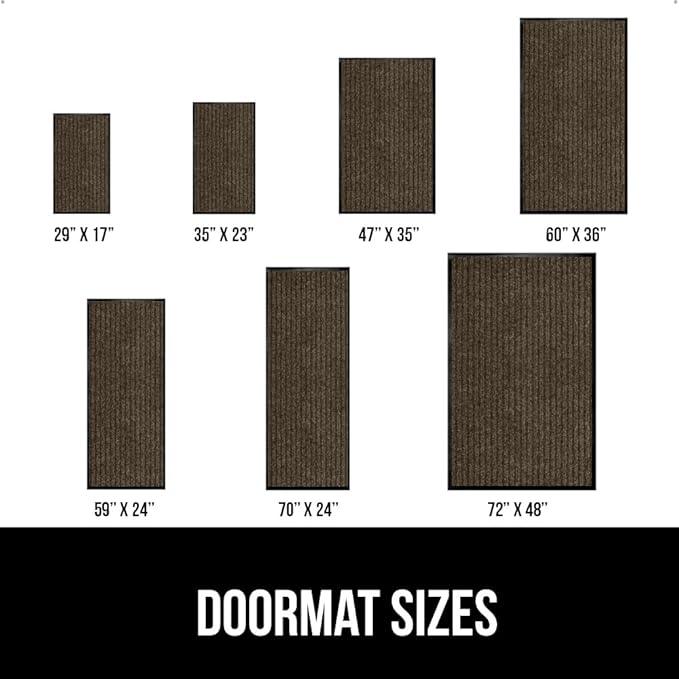 GORILLA GRIP Waterproof Traffic Guard Door Mat, 2 Pack Heavy Duty Entryway Mats, Strong Rubber Back Commercial Utility Rugs for Office Hallway, Garage Floor and Home, Low Profile Carpet, 29x17, Brown - NeatNest