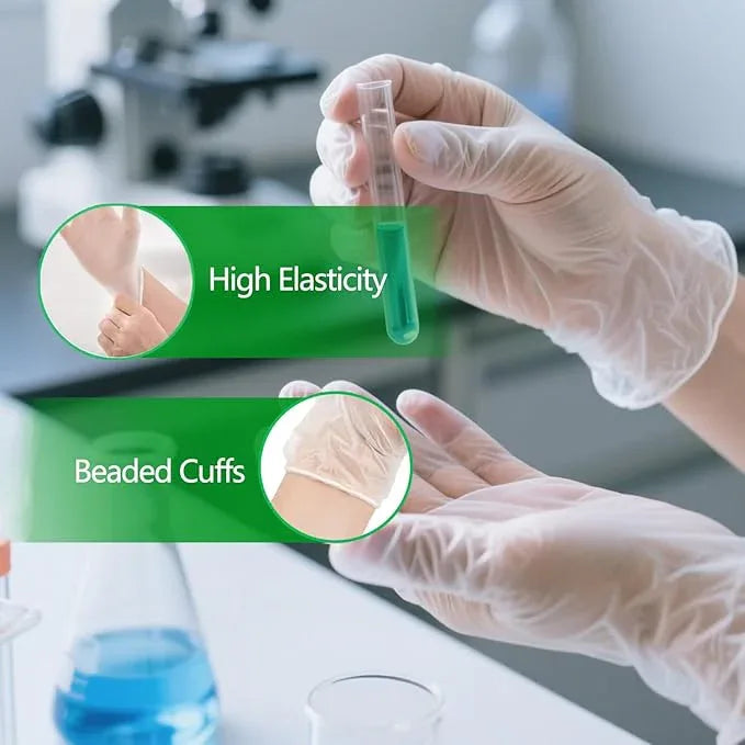 Disposable Vinyl Gloves Clear, Latex & Powder Free, Food Grade Safe for Food Prep Kitchen Cooking Cleaning Salon - NeatNest