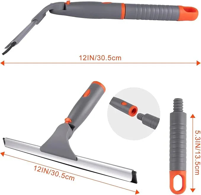 ITTAHO Swivel Shower Squeegee for Glass Doors, All-Purpose Anti-Slip Window Squeegee with 2 Blades, Window Cleaner Tool Bathroom Squeegee for Shower Doors, Tile Shower Walls，Mirrors,Car Windshields - NeatNest