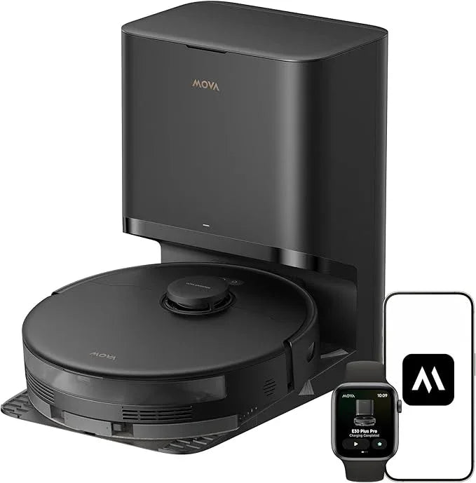 Mova E30 Pro Plus Robot Vacuum, 19000Pa Suction, DuoRoller Brush Anti-Tangle, Self-Emptying 90-Day Hands-Free, Extendable Side Brush for Edge Cleaning, App & Voice Control - NeatNest