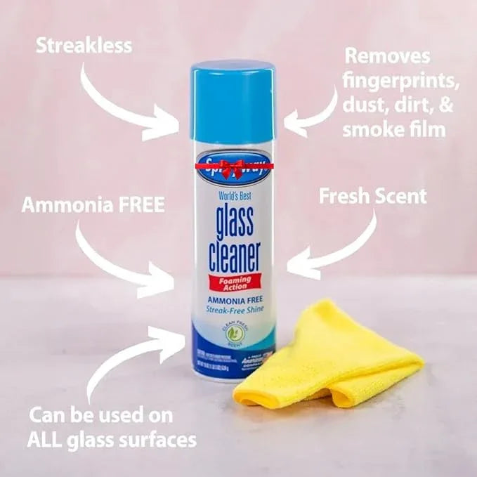 Professional Glass Cleaner Spray 3-Pack - 23oz Streak-Free Aerosol + Microfiber Cloth - NeatNest