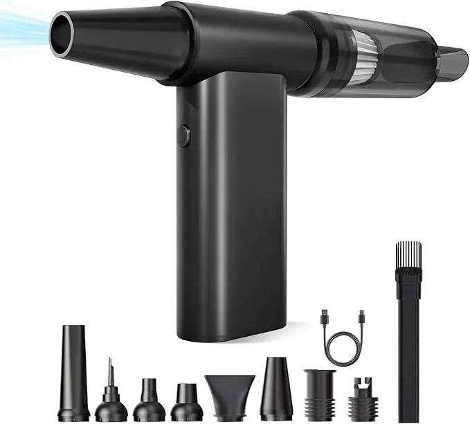 Electric Air Duster-130000 RPM Brushless Motor, 2-in-1 Blow & Vacuum, 4000mAh Rechargeable, 3 Gear Adjustable Compressed Air Duster for Computer, Keyboard, House and Car, 11pcs Accessories - NeatNest