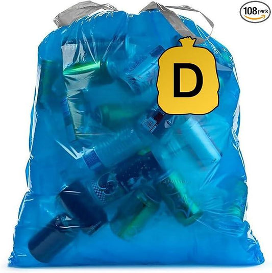 Ultrasac 10 Gallon 0.9 MIL Blue Drawstring Trash Bags - 16.5" x 28.5" - Pack of 108 - Fits simplehuman D - NeatNest