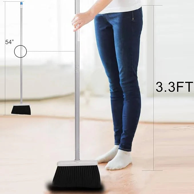 TreeLen Long Handle Broom and Dustpan Set,Upright Dust Pan Combo for Home, Kitchen, Room, Office, Lobby Floor Use Without Bending - NeatNest