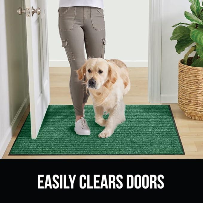 GORILLA GRIP Waterproof Traffic Guard Door Mat, Heavy Duty Entryway Mats, Strong Rubber Back Commercial Utility Rugs for Office Hallway, Garage Floor and Home, Low Profile Carpet Runner, 29x17, Green - NeatNest