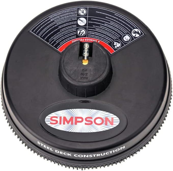 Simpson Cleaning 80165 Universal 15" Steel Pressure Washer Surface Cleaner for Cold Water Machines, 1/4" Quick Connection, Recommended Min 2200 PSI up to Max of 3700 PSI, Black - NeatNest