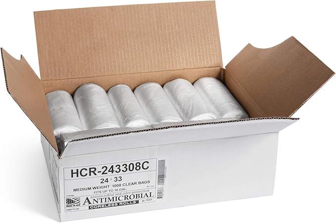 Aluf Plastics High Density Trash Bags, 16 Gallon, 1000 Count, 8 Micron (eq), 24" x 33", Clear, for Bathroom, Office, Industrial, Commercial, Janitorial, Municipal, Recycling - NeatNest