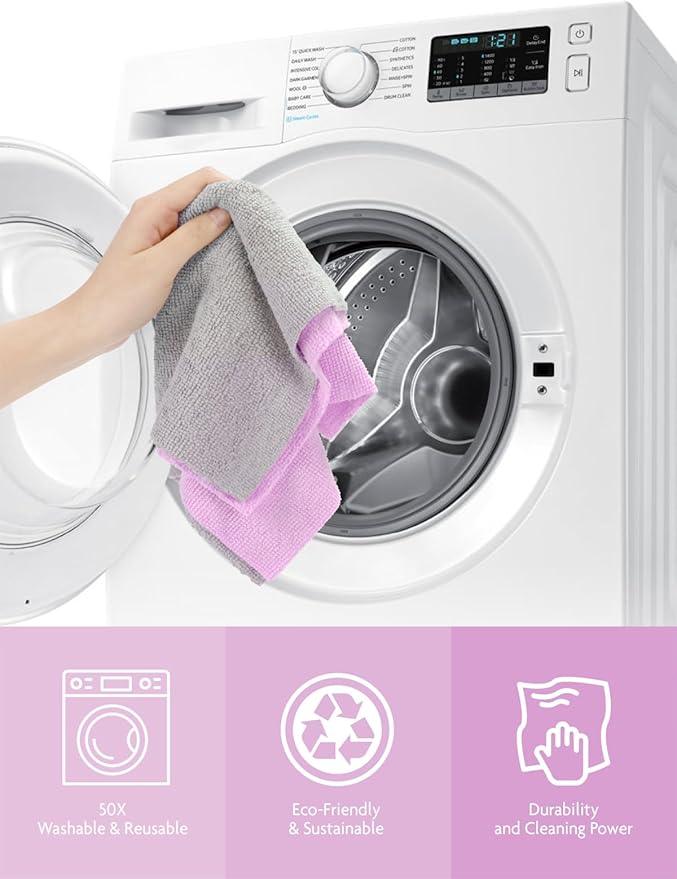 Fantasticlean Microfiber Cleaning Cloth Roll -75 pack, Tear Away Microfiber Towels, 12" x 12", Reusable, Washable, Scratch Free, Ultra Absorbent Dishcloth for Home Supplies, Car, Pet, Kitchen (Purple) - NeatNest