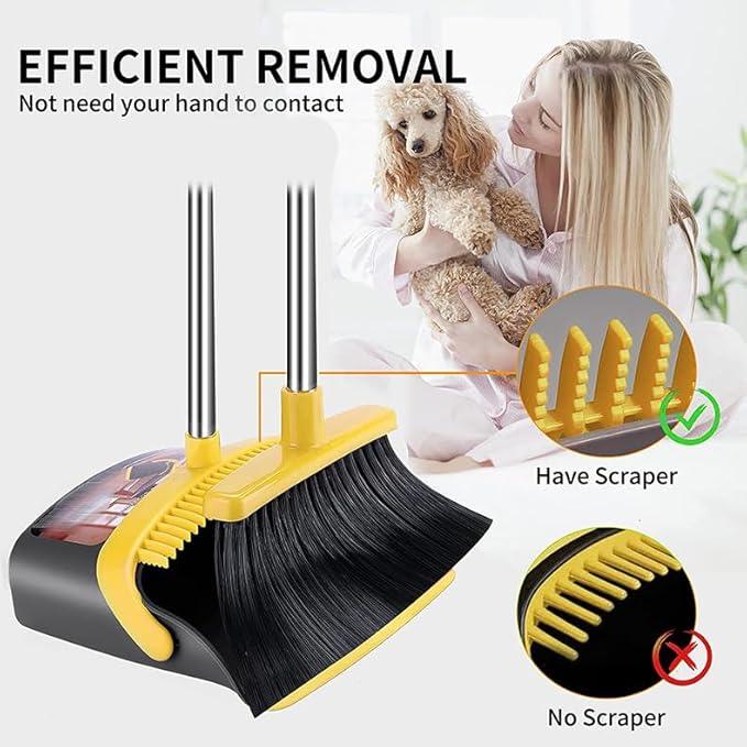 2-Pack is More economical，Upgraded Broom and Dustpan， with 52" Long Handle, Dustpan Teeth with self-Cleaning Function, Indoor and Outdoor Sweeping, Perfect for Home Office - NeatNest