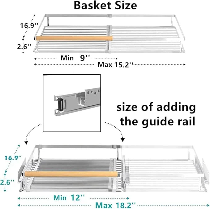 Pull Out Cabinet Organizer - Expandable Slide Out Pantry Shelves Heavy Duty Sliding Drawer Storage for Inside Kitchen Cabinet Under Sink, 12''-18.2''W x 16.9''D, 3 Pack - NeatNest