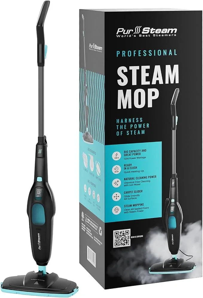 PurSteam Professional Steam Mop | Multi-Surface Floor Cleaner for Hardwood, Tile, Laminate & Carpet | Fast Heating, Lightweight & Chemical-Free Cleaning - NeatNest