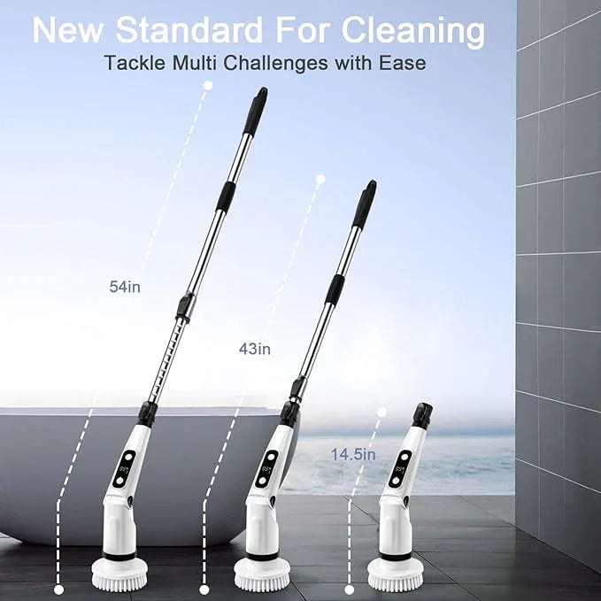 IEZFIX Electric Spin Scrubber, Bathroom Cleaning Brush, Shower Scrubber with Long Handle Adjustable, Cordless Cleaner Brush for Bathtub Kitchen Wall Household Cleaning Helper - NeatNest