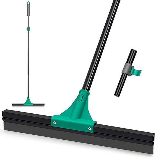 JEHONN Floor Squeegee Heavy Duty with 58.3 inches Long Handle, Rubber Scraper Broom for Cleaning Foam Water on Garage Concrete Bathroom Tile Marble Shower Glass Shop Deck Window Indoor Outdoor Green - NeatNest