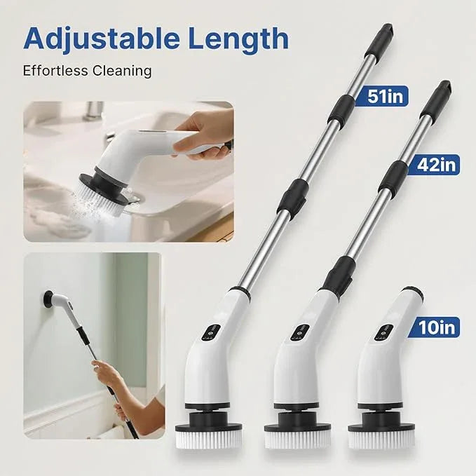 8 in 1 Electric Spin Scrubber for Cleaning Bathroom, 3000mAh Power Scrubber Cordless Cleaner with Long Handle, 3 Speeds Bathtub House Clean Brush Deep Cleaning for Tile, Shower, Wall, Floor - NeatNest