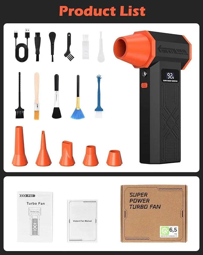 Compressed Air Duster, 120,000RPM Electric Air Duster, 4 Speeds Powerful Brushless Motor with LED Light, Rechargeable Cordless Air Blower for Christmas, Computer, Keyboard, Car, Home - NeatNest