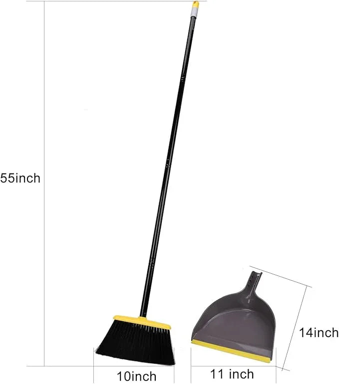 Broom and Dustpan Set,IndoorBroom with Dust pan Combo Set for Home,Angle Kitchen Broom for Floor Sweeping - NeatNest