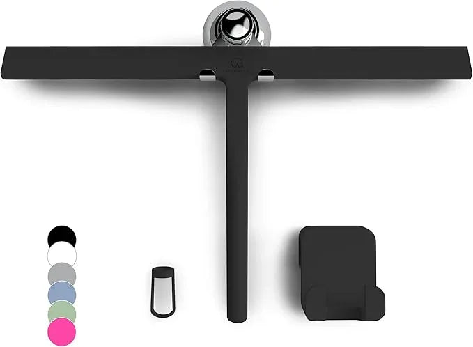 GÜTEWERK Shower Squeegee for Glass Doors, Silicone Window Squeegee, Bathroom and Glass Cleaning - Black - 15 Inch - NeatNest