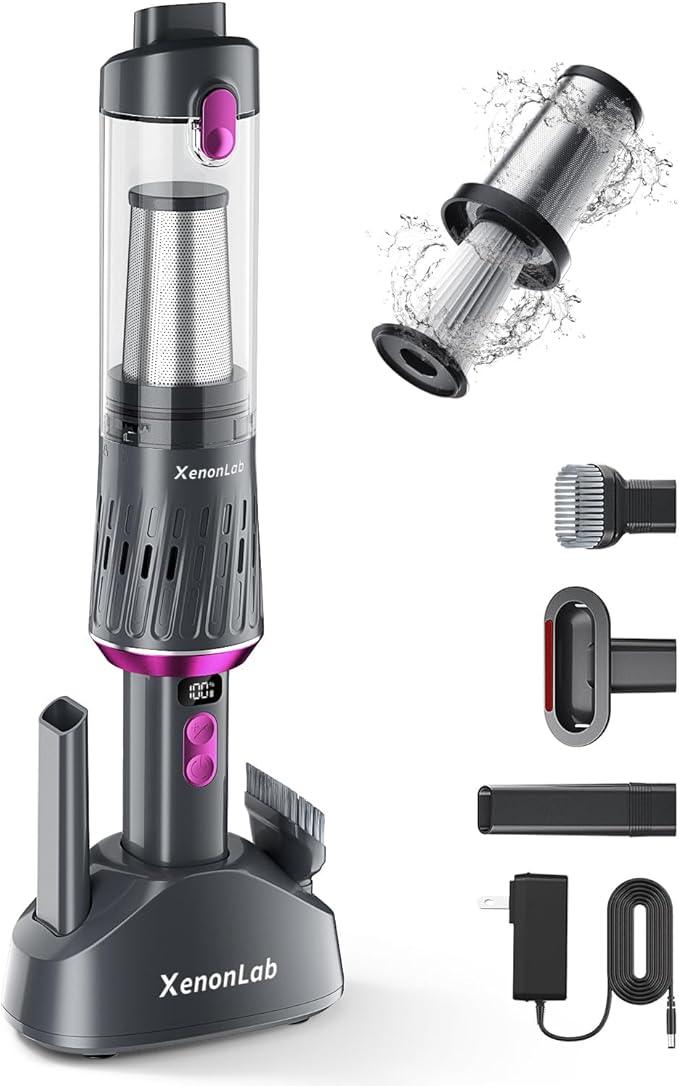 Handheld Vacuum Cordless Car Vacuum Cleaner Powerful Suction Car Vacuum Lightweight Portable Rechargeable Hand Held Vacuum Cleaner One-Touch Empty with HEPA Filter (Violet) - NeatNest
