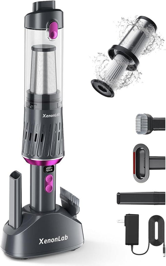 Handheld Vacuum Cordless Car Vacuum Cleaner Powerful Suction Car Vacuum Lightweight Portable Rechargeable Hand Held Vacuum Cleaner One-Touch Empty with HEPA Filter (Violet) - NeatNest