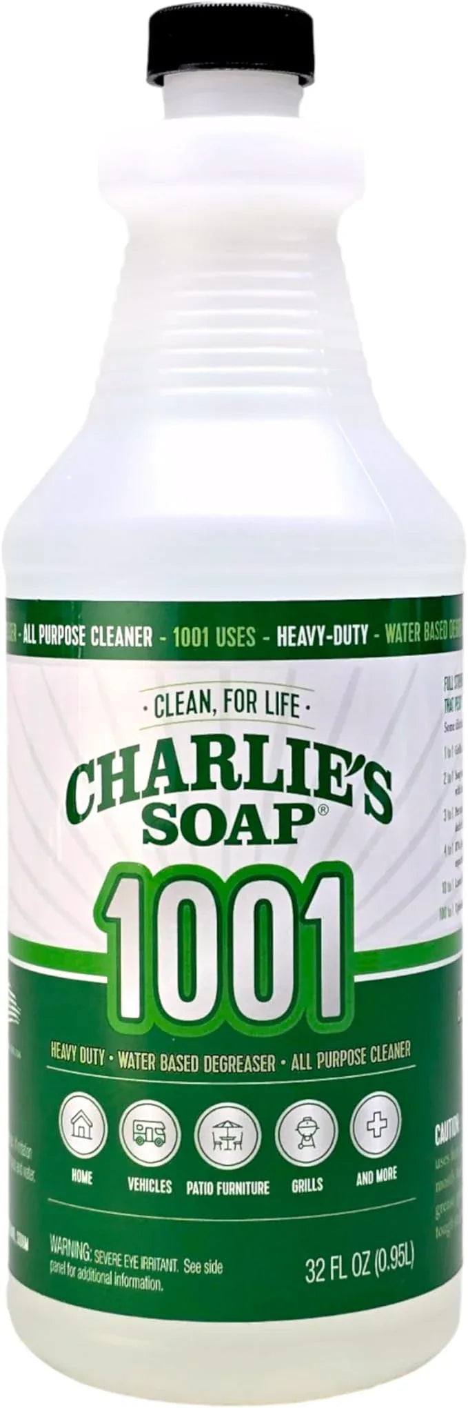 Charlie's Soap 1001 Cleaner - Heavy Duty Biodegradable Concentrated All Purpose Water Based Degreaser (32oz, 1 Pack) - Safe Residential, Commercial, & Janitorial Cleaner - NeatNest