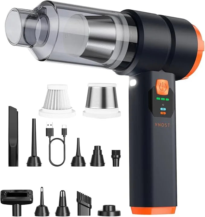 Portable Cordless Car Vacuum, Handheld Cordless Vacuum with 30,000Pa Suction, 130,000 RPM, 6,800mAh Battery, 10 Nozzles, Rubber Paint Material for Car, Home(Charcoal Black) - NeatNest