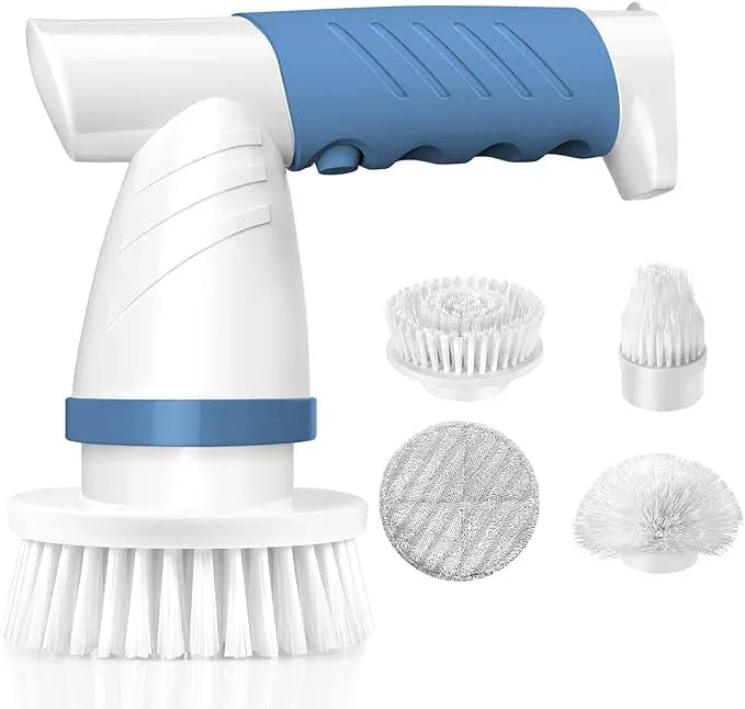 Electric Spin Scrubber, IEZFIX Electric Cleaning Brush Bathroom Shower Scrubbing Cleaner Brush Power Scrubber Cordless with 4 Replaceable Brush Heads for Bathtub, Tile, Floor, Toilet, Kitchen - Blue - NeatNest