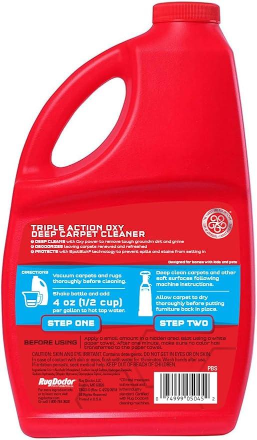 Rug Doctor Triple Action Oxy Deep Carpet Cleaner, 48 oz., Deep Cleans, Deodorizes, & Protects, Concentrated, Professional-Grade, 3X Action Formula - NeatNest