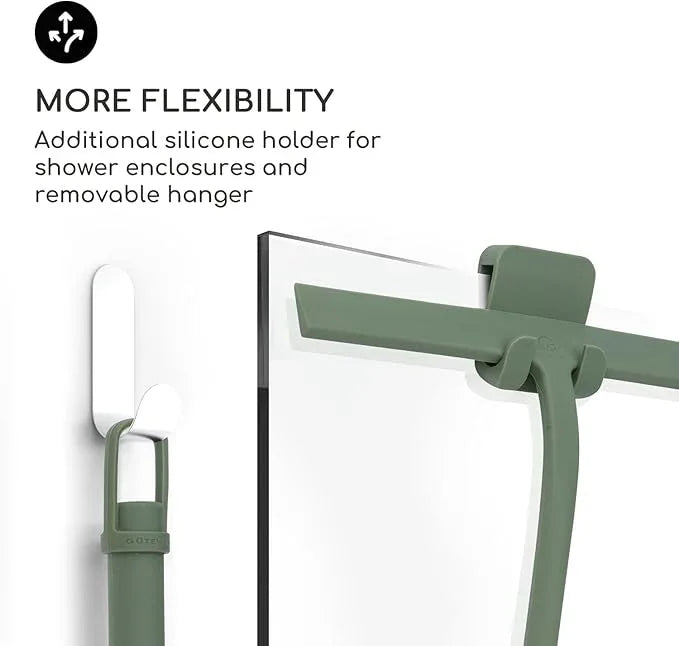 GÜTEWERK Shower Squeegee for Glass Doors, Silicone Window Squeegee, Bathroom and Glass Cleaning - Green - 11 Inch - NeatNest