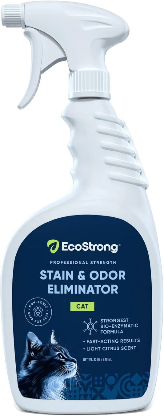 Cat Stain And Odor Remover | Enzyme Urine Odor Neutralizer - Stain Remover for Carpet, Litter Boxes, Bedding, and Laundry [Citrus Scent, 32 oz. Spray] - NeatNest