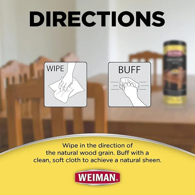 Weiman Wood Cleaner and Polish Wipes - 4 Pack (120 Wipes) - for Furniture to Beautify and Protect No Build-Up Contains Ultra Violet Protection Pleasant Scent Surface Safe - 30 Count Each,30 Count (Pack of 4) - NeatNest