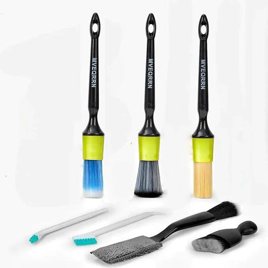 7PCS Car Detailing Brush Set,Boars Hair Car Cleaning Detail Brush kit,Ultra Soft No Scratch Car Dust Brush,Car Interior Detailing Brushes Kit,Detail Brushes Car Detailing for Interior Exterior(Green) - NeatNest
