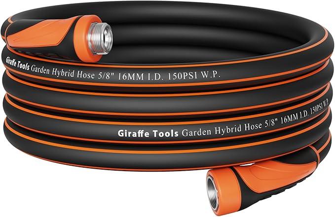 Giraffe Tools Garden Hose 25ft x 5/8", Water Hose Heavy Duty, Flexible, Lightweight Hybrid Hose with Swivel Handle, Male to Female Fittings, Burst 600 PSI - NeatNest