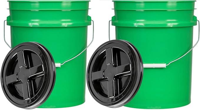 House Naturals 5 Gallon Food Grade Plastic Bucket with Screw on Air Tight Lid (Pack of 2) - NeatNest