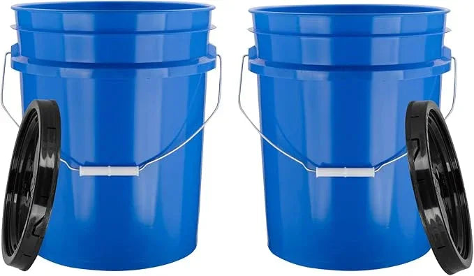 House Naturals 5 Gal Bucket Pail Container with Lid - Food Grade- Made in USA (Pack of 2) - NeatNest