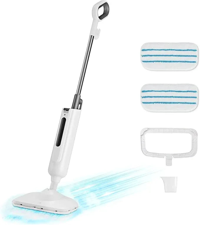 Sweetcrispy Steam Mop for Floor Cleaning,Lightweight Floor Steamer Cleaner for Hardwood/Tile/Laminate Floors Carpet, 2 Washable Pad,White and Grey - NeatNest