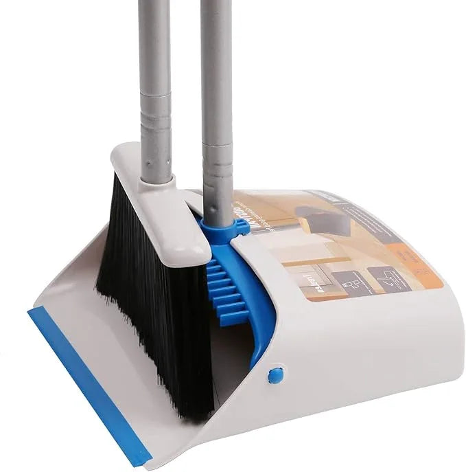 TreeLen Long Handle Broom and Dustpan Set,Upright Dust Pan Combo for Home, Kitchen, Room, Office, Lobby Floor Use Without Bending - NeatNest