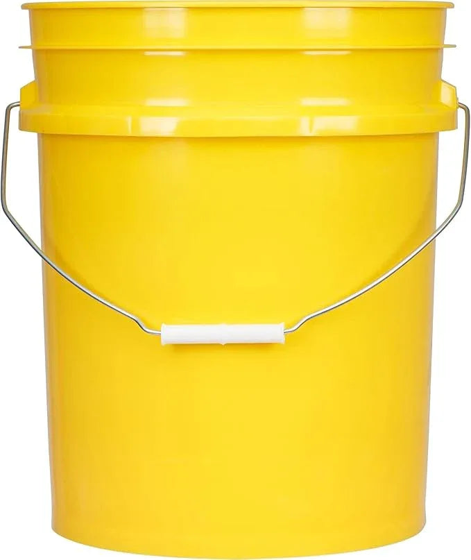 House Naturals 5 Gallon Plastic Yellow Food Grade BPA Free Made in USA Bucket Pail with Air Tight Double Gasket Screw on Lid(Pack of 3) (Yellow) - NeatNest