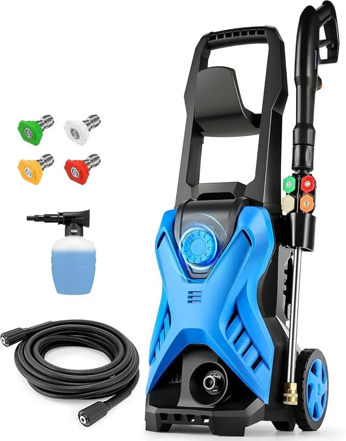Electric Pressure Washer, 2.8 GPM High Power Washer Adjustable Pressure 2500PSI-5000PSI with 33FT Extension Hose, 4 Nozzles and Soap Bottle for Cars/Fences/Driveways - NeatNest