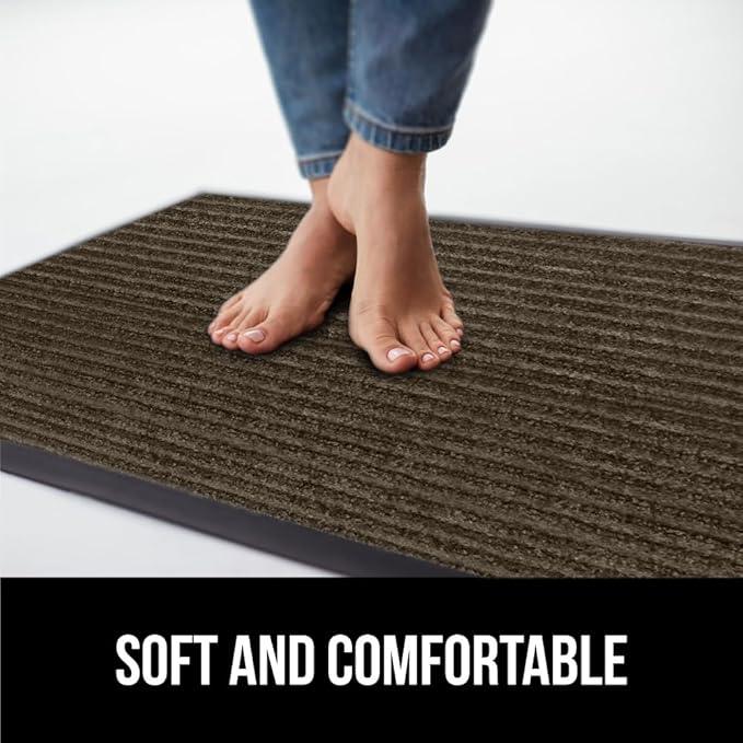 GORILLA GRIP Waterproof Traffic Guard Door Mat, 2 Pack Heavy Duty Entryway Mats, Strong Rubber Back Commercial Utility Rugs for Office Hallway, Garage Floor and Home, Low Profile Carpet, 29x17, Brown - NeatNest